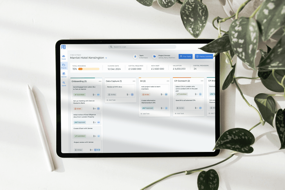 FinTech8 kanban board on an iPad