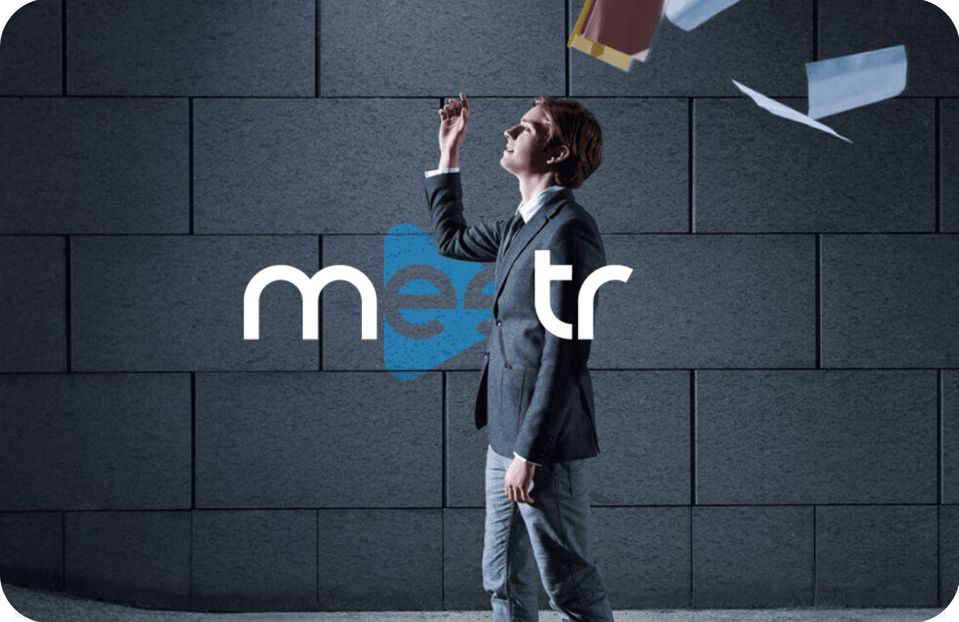 An image of a man with the meetr logo